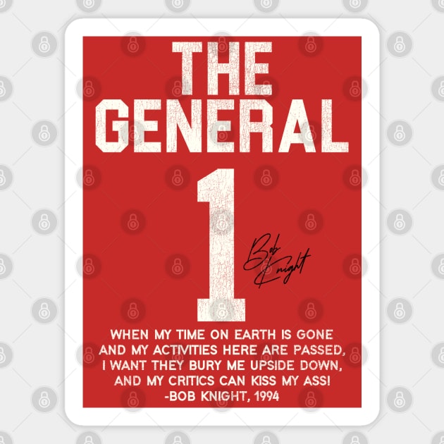 The General Jersey / Bobby Knight Quote Magnet by darklordpug